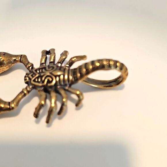 Awesome Brass Scorpion Figurine Small Pendant Only Detailed Design 2" L x 1" W - Picture 7 of 7